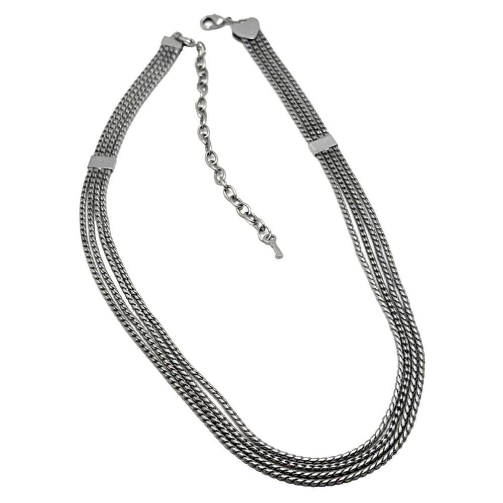 Stella And Dot KEEP COLLECTIVE 4 Strand Choker Charm Necklace Silver Tone 16-20"